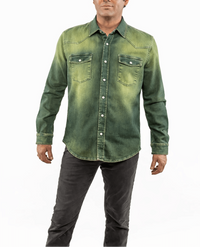 Denim Roper Snap Shirt/Shacket - Avocado