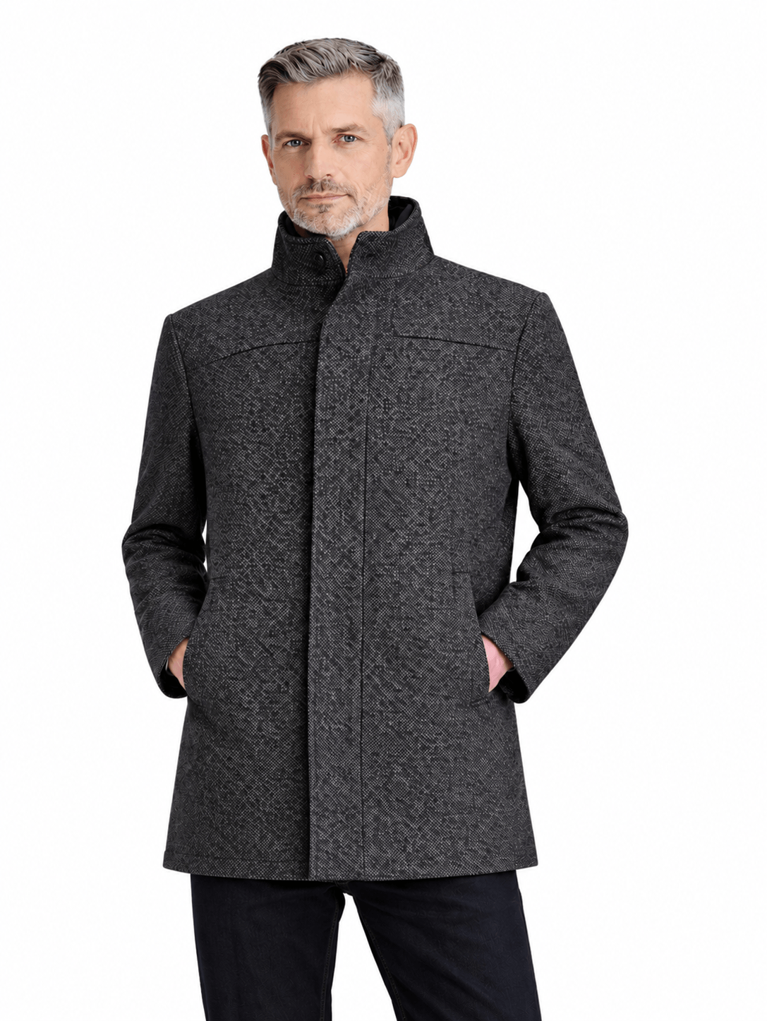 Ace Black & Gray Patterned Car Coat