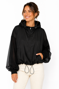 HOODED SHORT WINDBREAKER JACKET