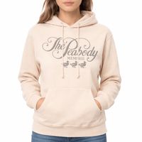 Beige hoodie with 'The Peabody Memphis' text on a white background