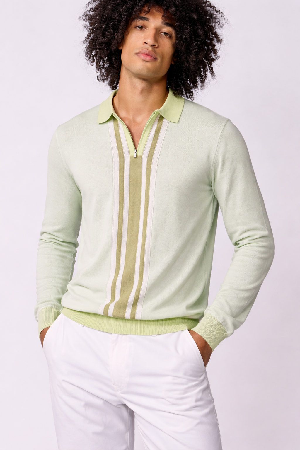 Green Panel Vintage Knit Polo