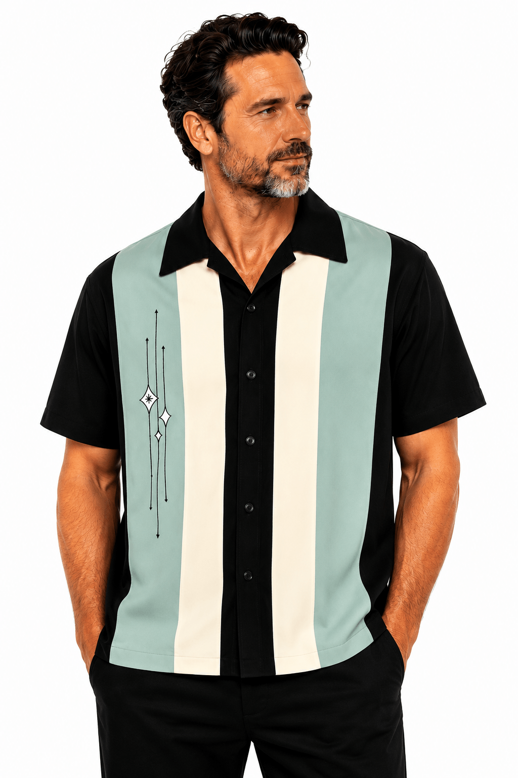 The Finley Retro Shirt - Black/Mint/Cream