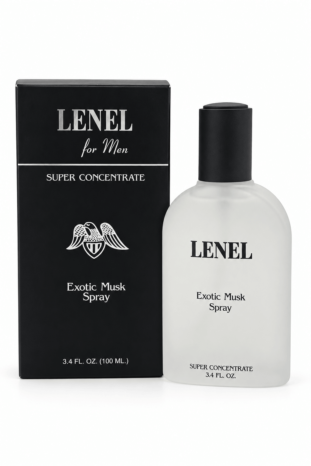 Lenel Super Concentrate Exotic Musk Spray for Men with black box