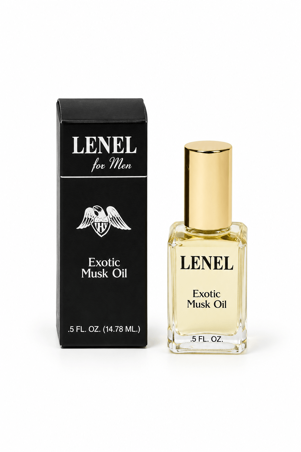 Lenel Exotic Musk Oil for men with black box, 0.5 oz