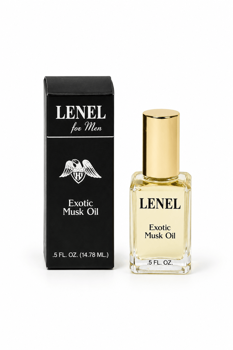 Lenel Exotic Musk Oil for men with black box, 0.5 oz