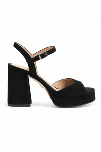 Fleur Platform Sandal - Black Suede