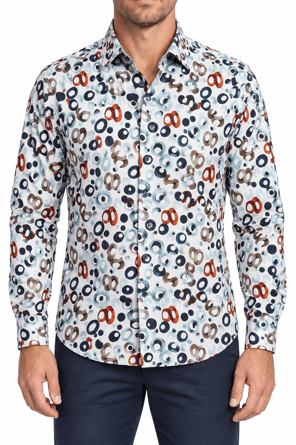 Retro Rings Long-Sleeve Sport Shirt – Multi