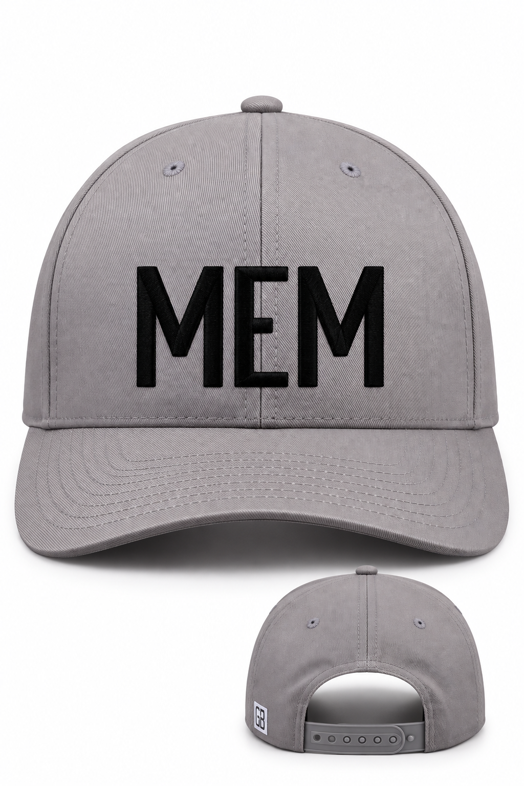 MEM Embroidered Snapback Hat - Grey