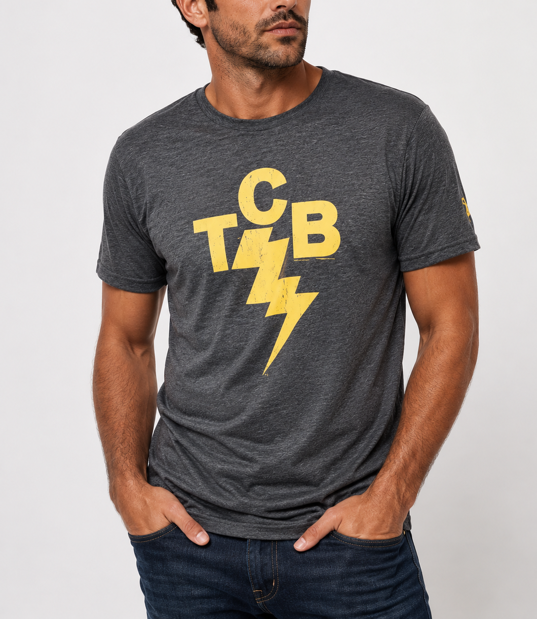 Elvis "TCB" Tee - Grey/Gold