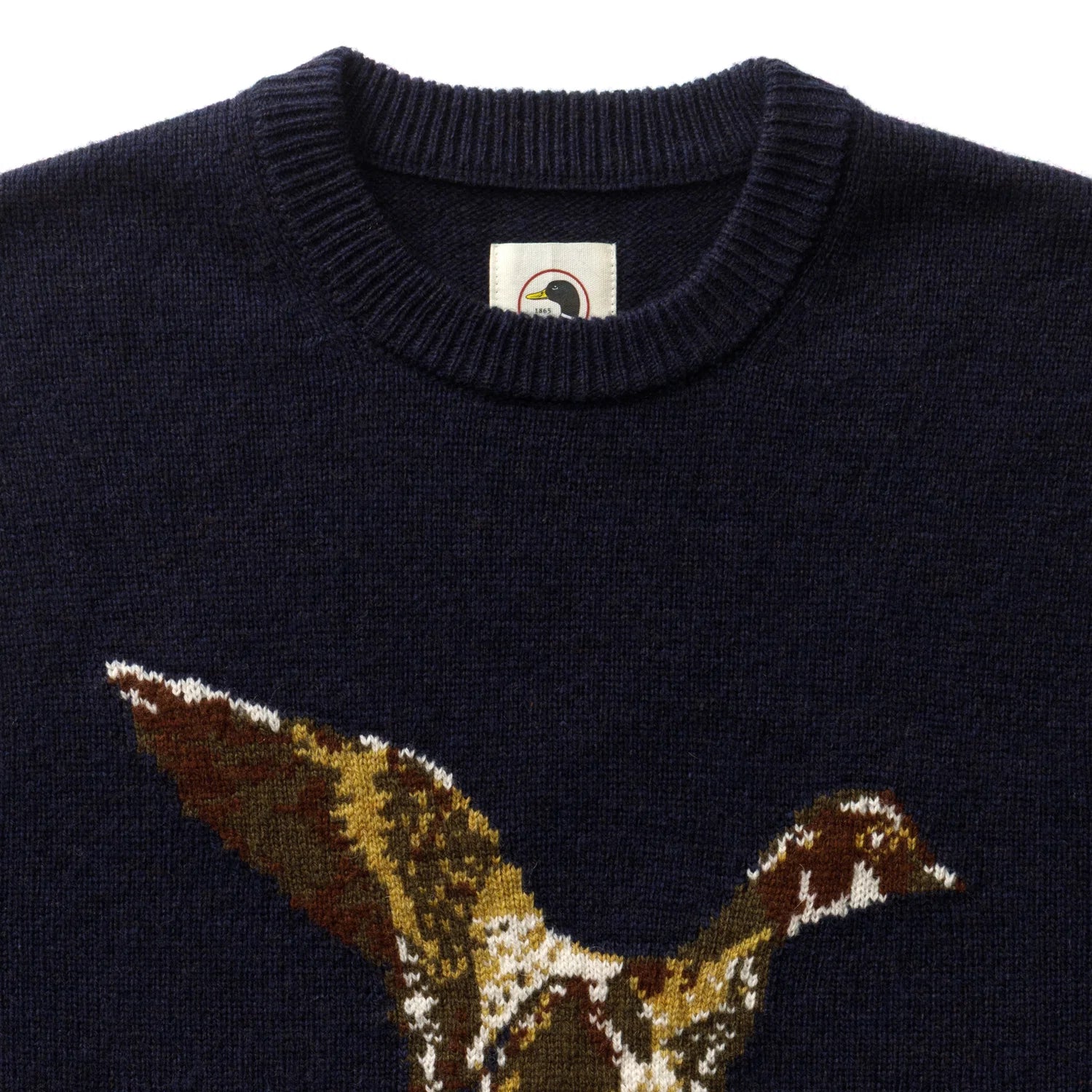 Flying Wood Duck Merino Intarsia Crewneck Sweater