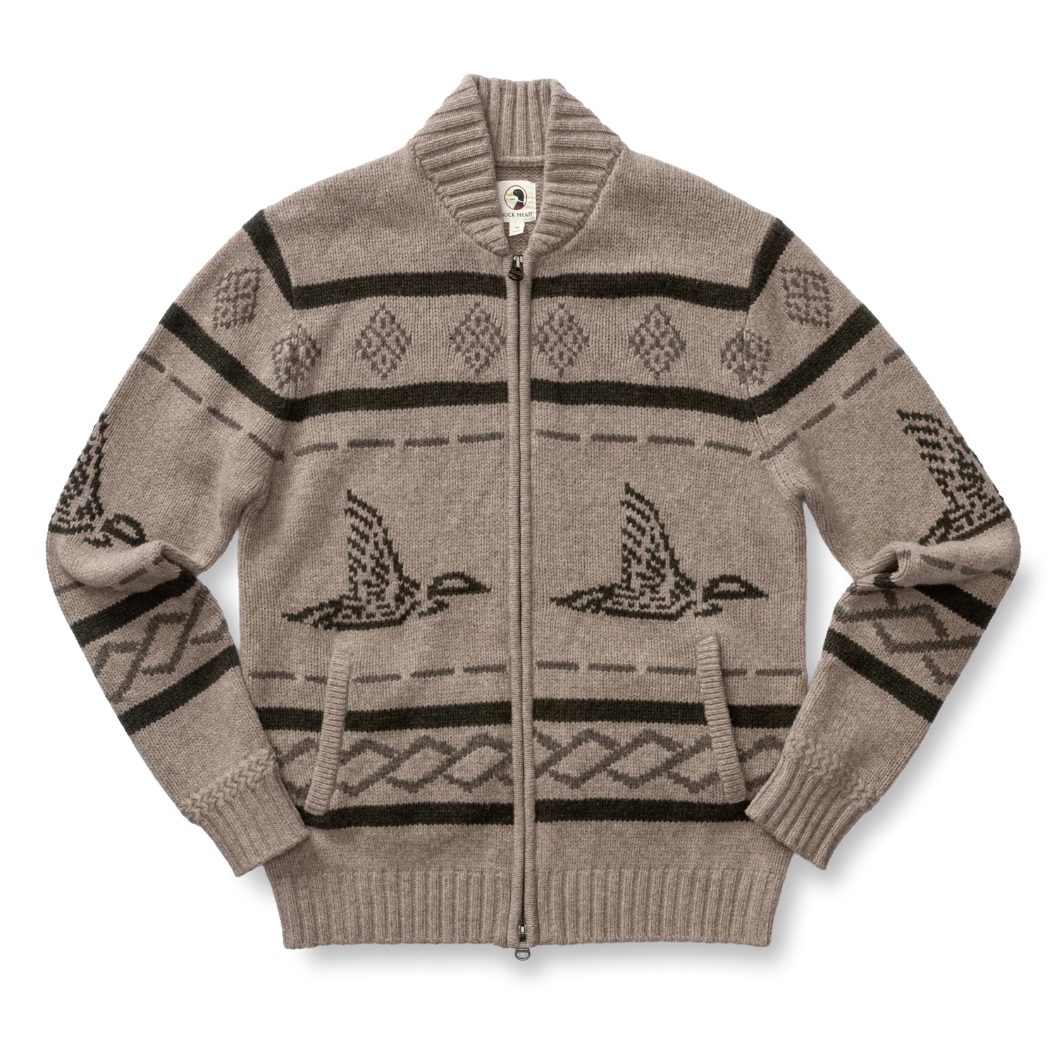 Flying Mallard Merino Intarsia Full Zip Sweater
