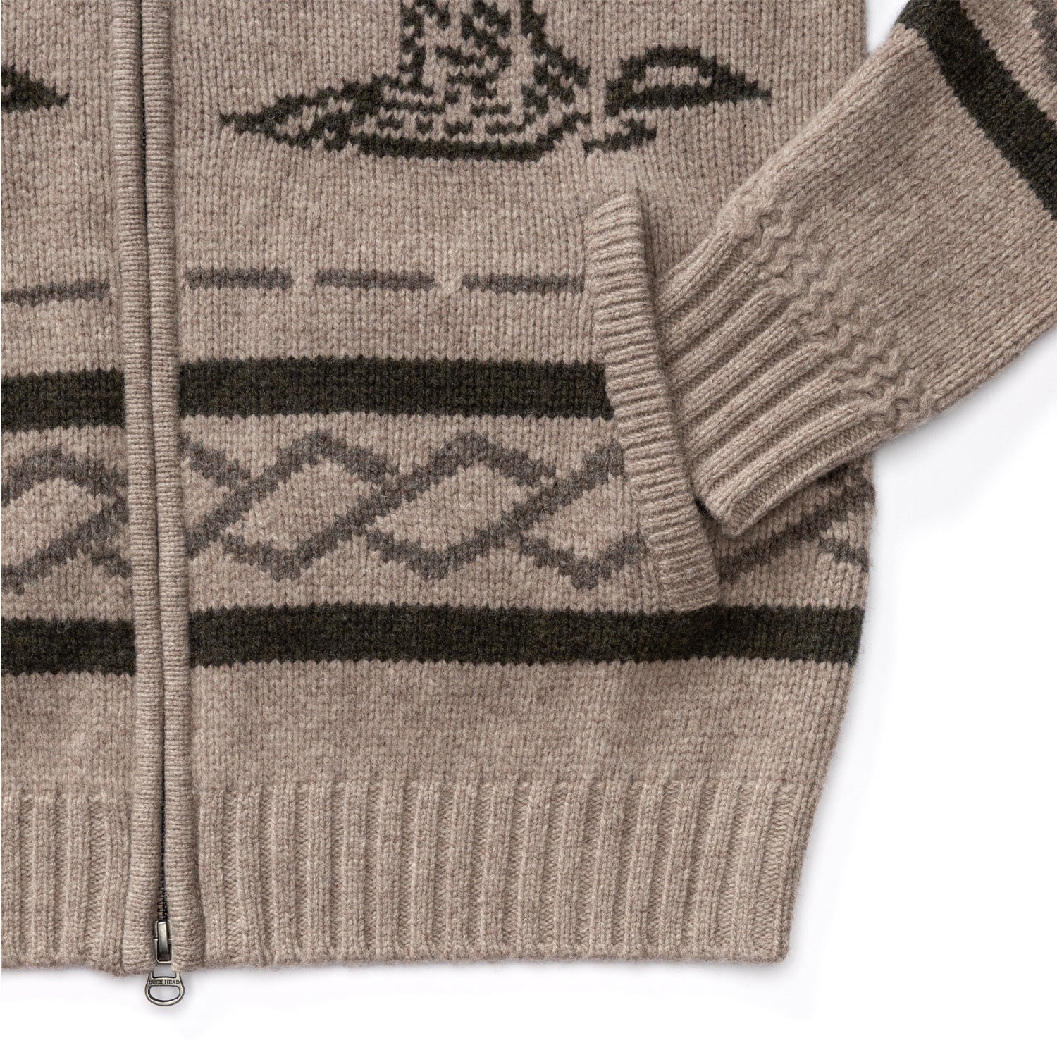 Flying Mallard Merino Intarsia Full Zip Sweater