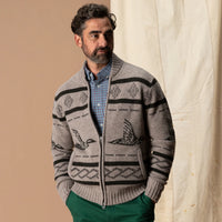 Flying Mallard Merino Intarsia Full Zip Sweater