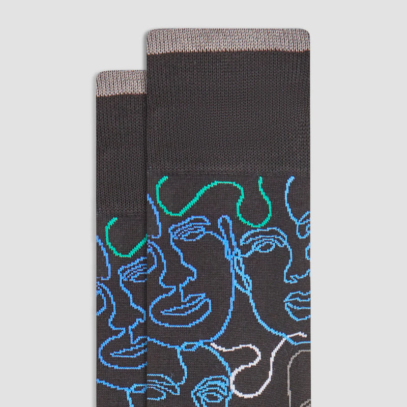 Abstract Faces Mid-Calf Socks