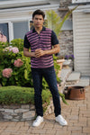 Navy with Pink Short Sleeve Knit Polo