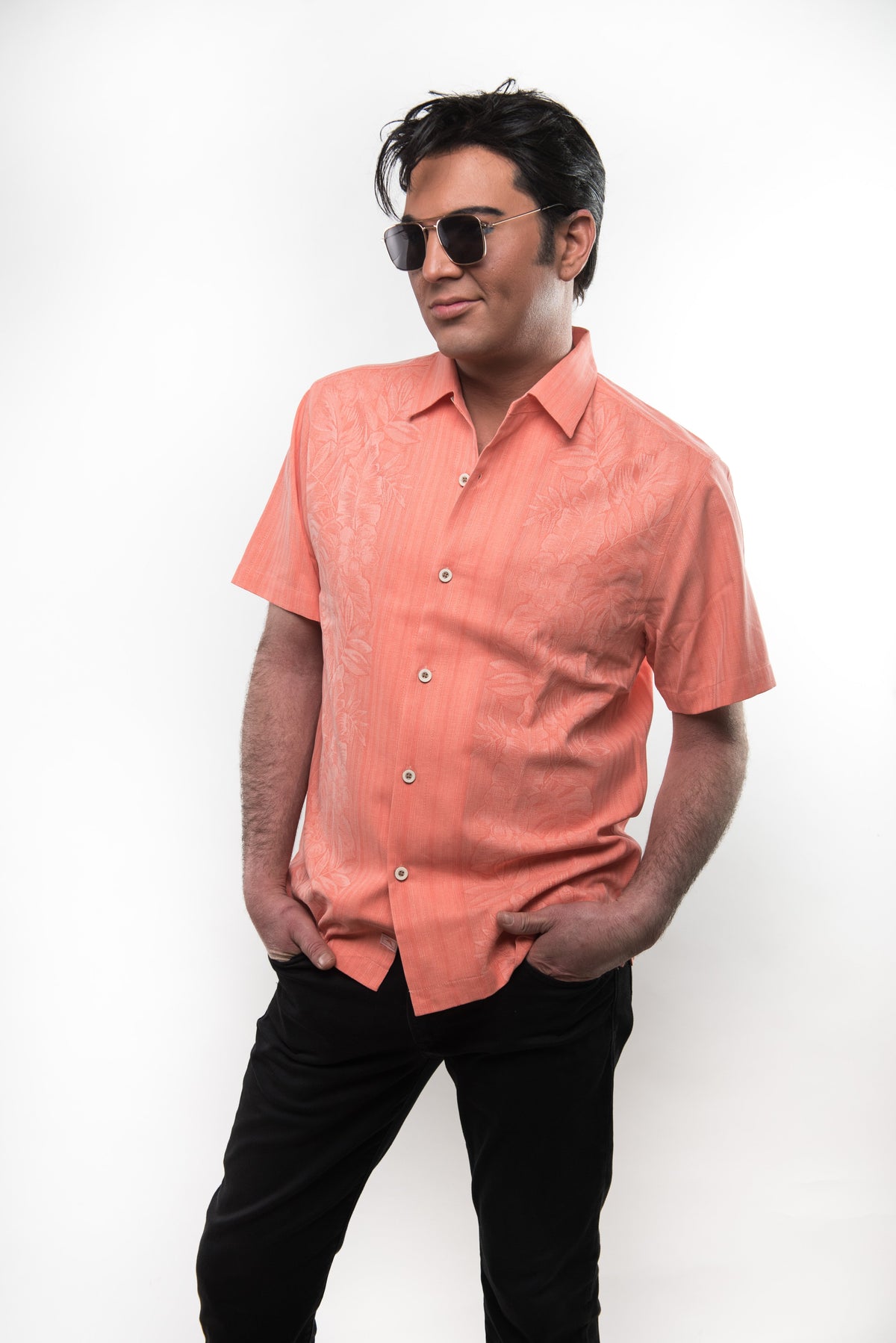 Maui Border Silk Camp Shirt - Bright Peach Tommy Bahama