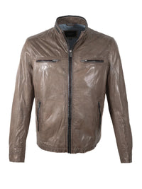 Nash Leather Jacket- Grey