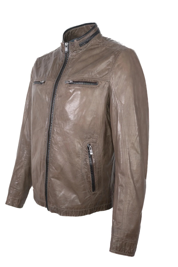 Nash Leather Jacket- Grey - Lansky Bros.