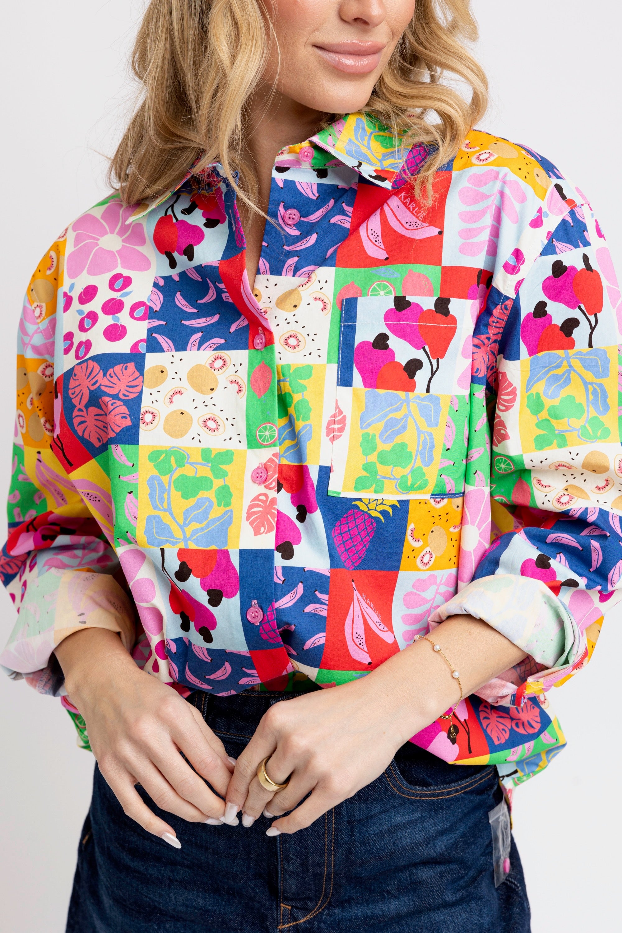 Fruit Quilt Poplin Pocket Top