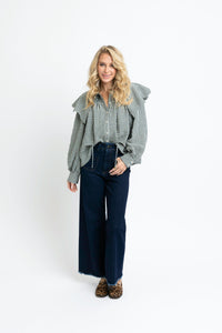 Gingham Poplin Peter Pan Collar Top Karlie