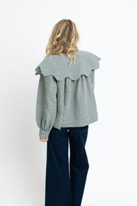 Gingham Poplin Peter Pan Collar Top Karlie