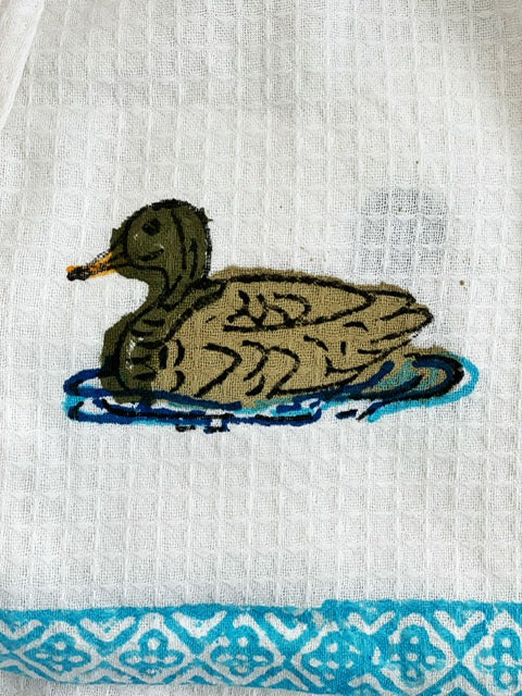 Mallard Hand-blocked Waffle Cotton Robe Peabody Apparel