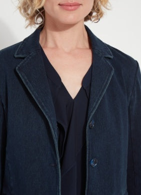 Della Denim Cropped Blazer - Indigo