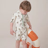 Duck Zipper Short Sleeve Shortall Swimsuit