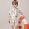 Duck Zipper Short Sleeve Shortall Swimsuit