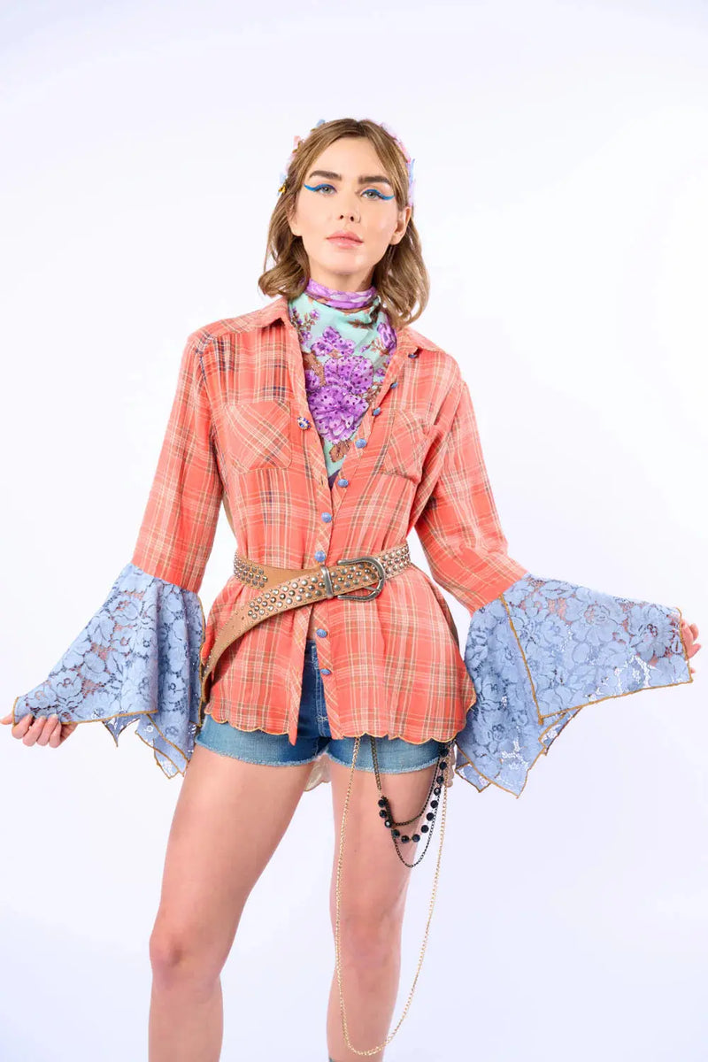 Eros Washed Shirt - Rust Wash Floral Lansky Bros.