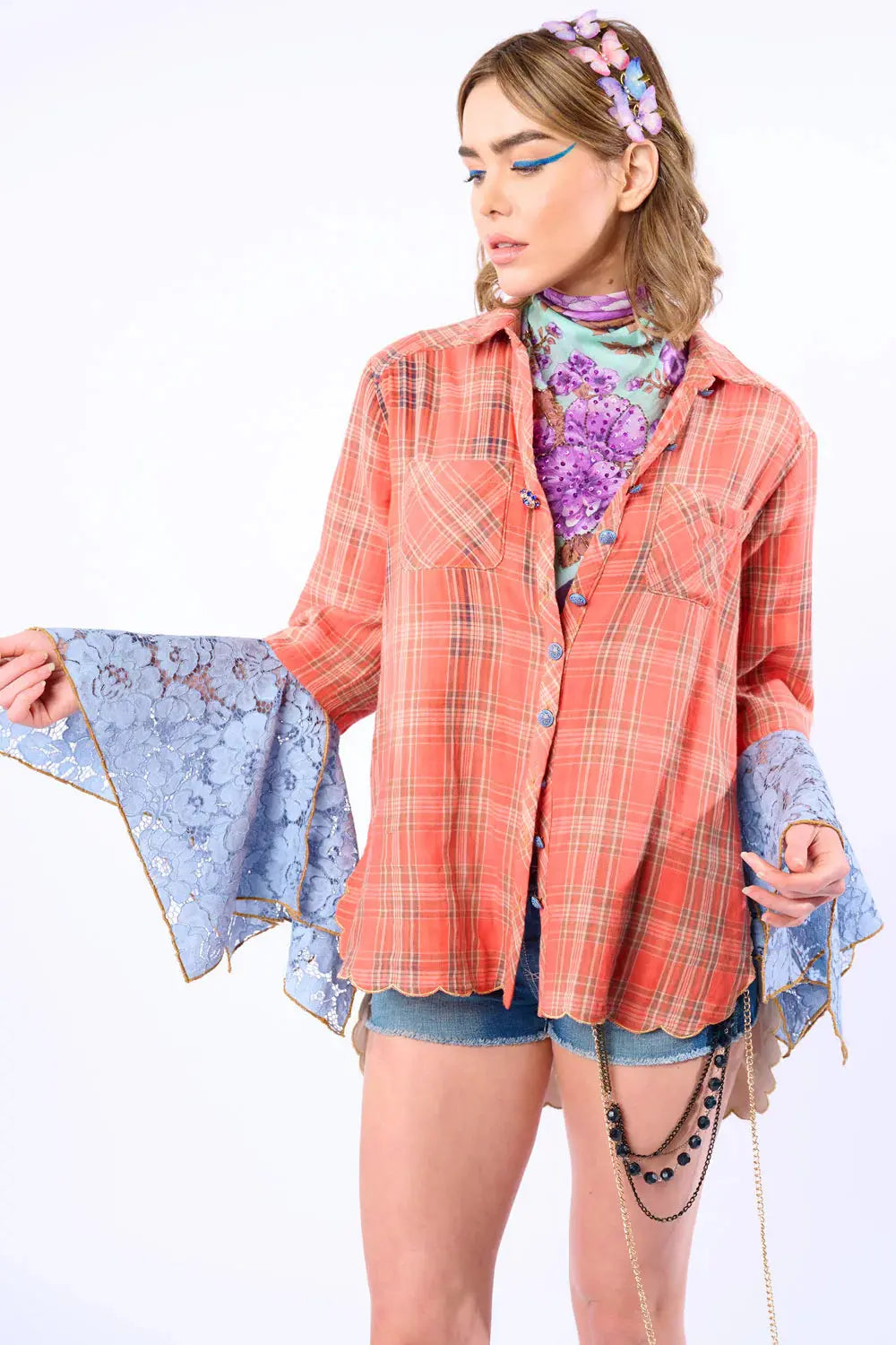 Eros Washed Shirt - Rust Wash Floral Lansky Bros.