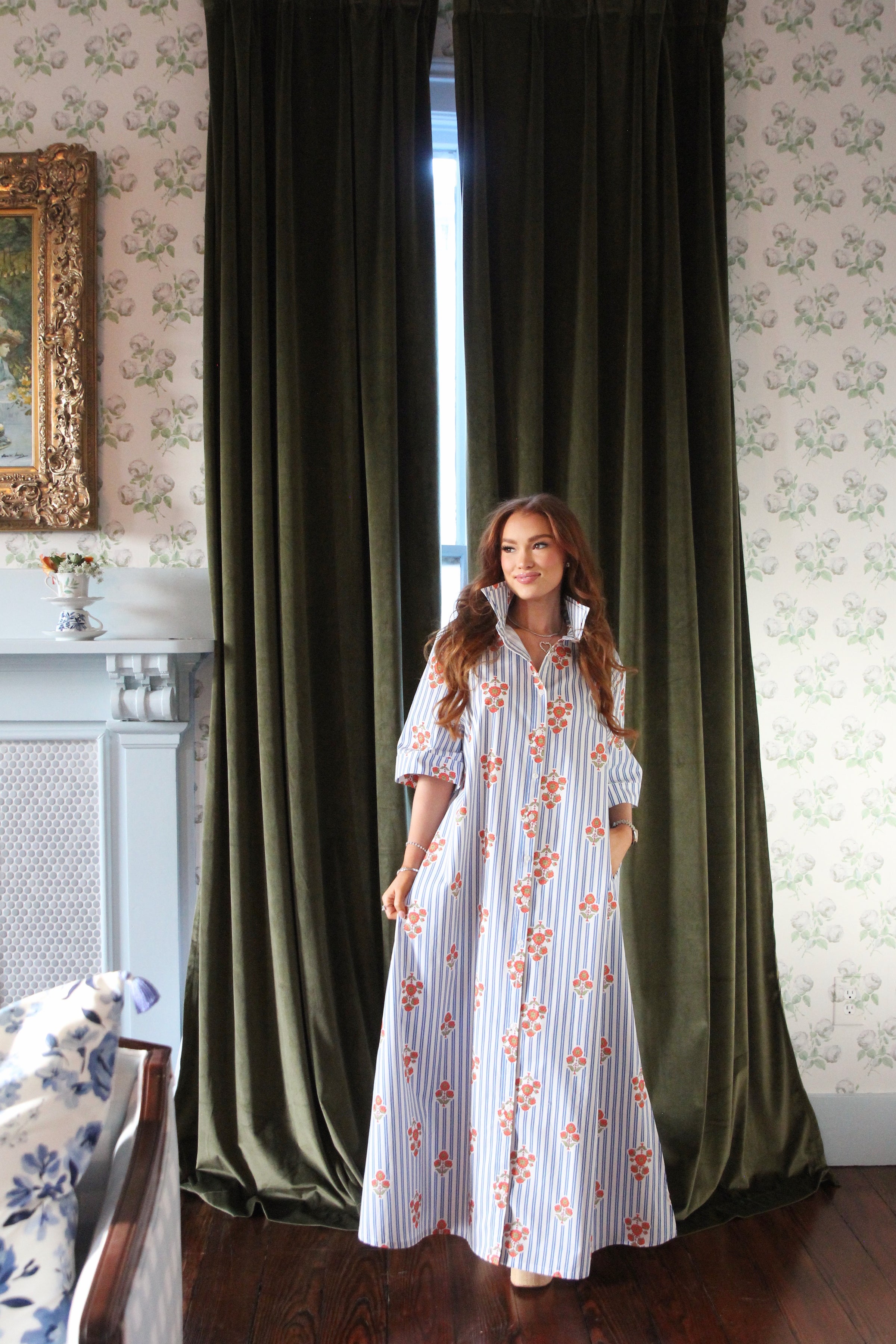 Stripe Floral Maxi Dress