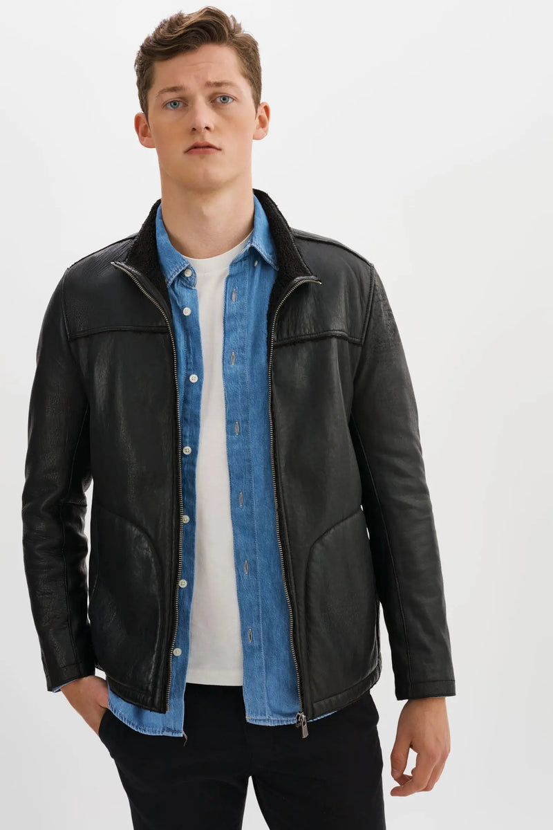 Edward Black Leather Jacket Regency