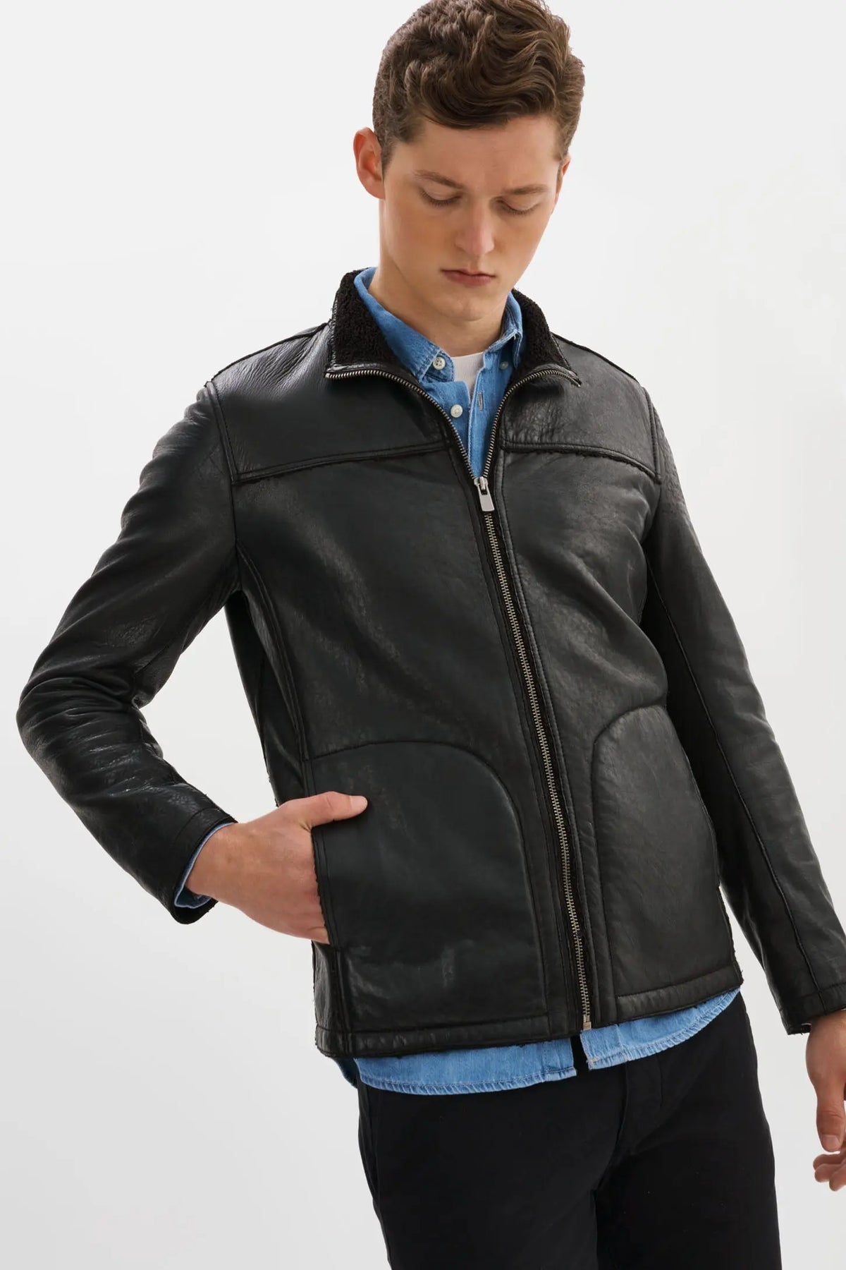 Edward Black Leather Jacket Regency
