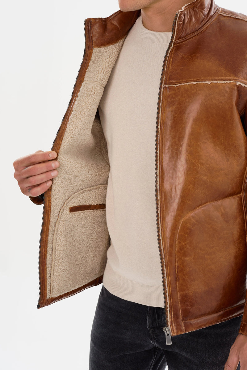 Edward Cognac Leather Jacket Regency
