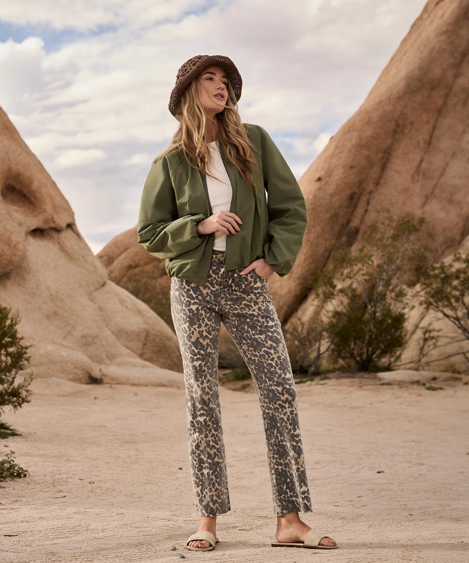 Kelsey High Rise Flare Denim - Leopard