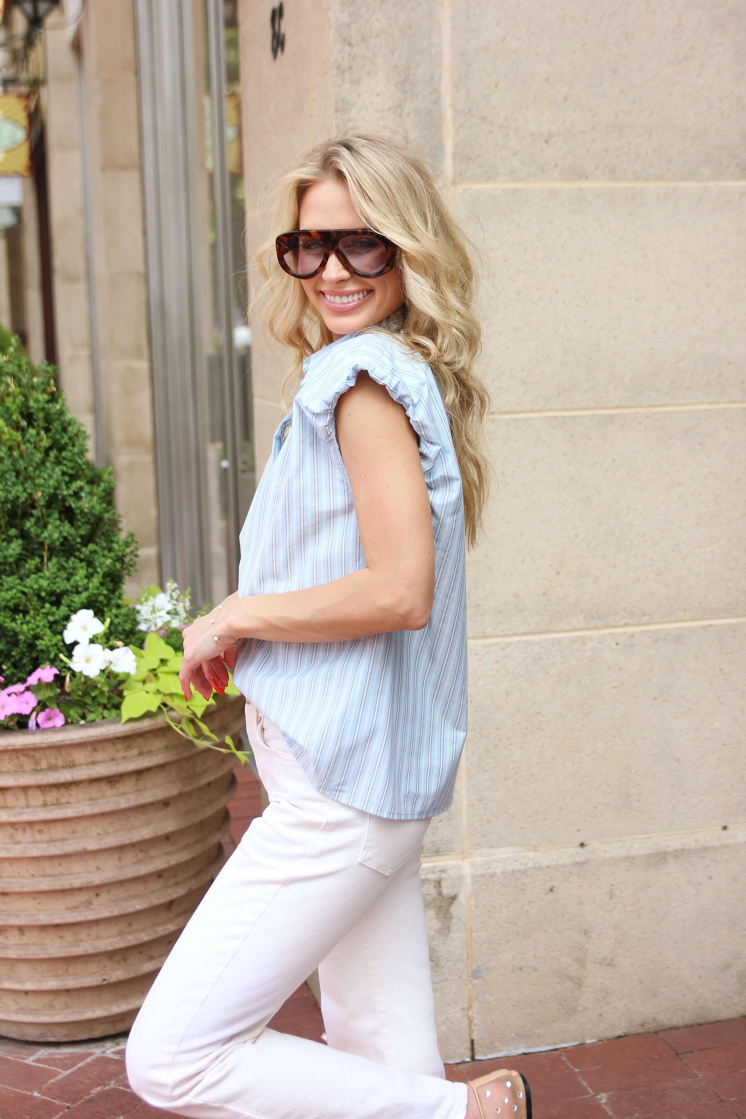 Blue Stripe Poplin Shirt