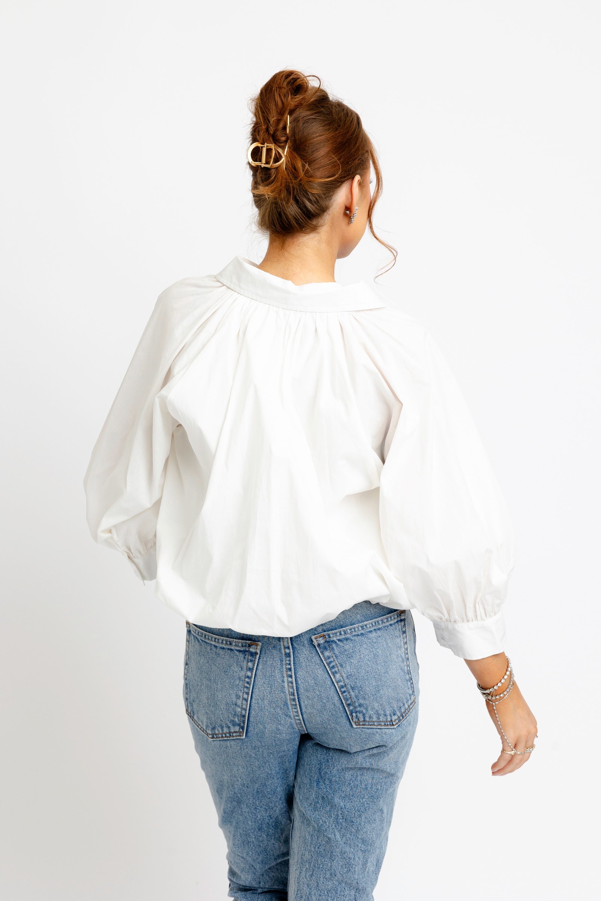 White Poplin Bubble Top