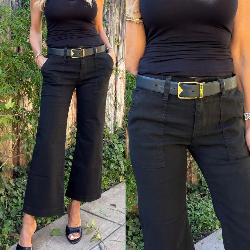 Eden Black Cropped Wide Leg Pants