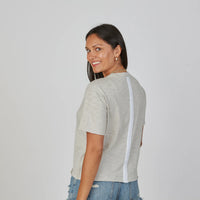 Relaxed Crew in Oyster w/ White Stripe