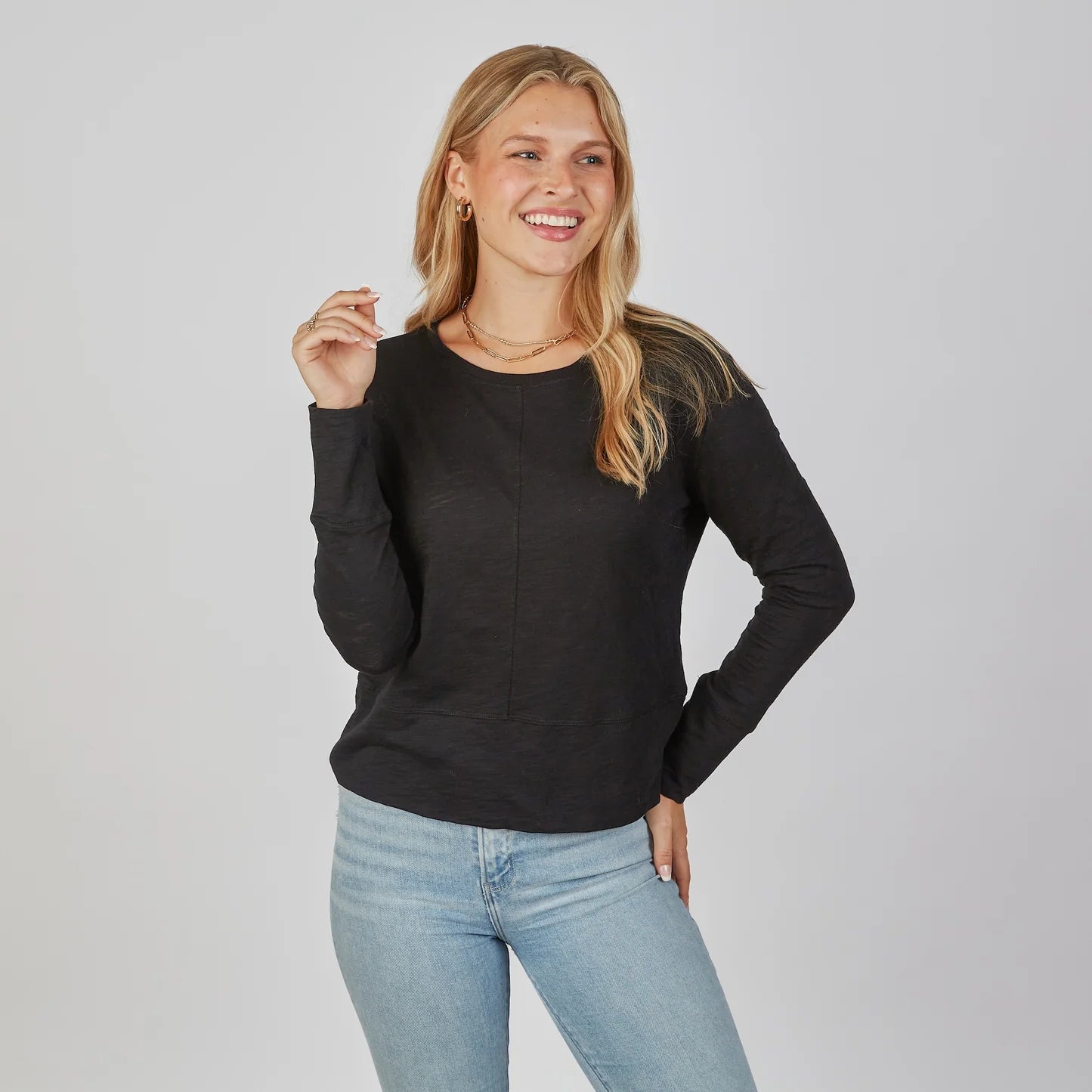 Celia Perfect Length Tee in Black