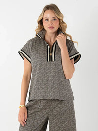 Poppy Pullover - Black Tonal Monogram EMILY McCARTHY