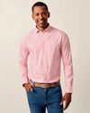 Front view of Johnnie-O Westwood Performance Button Down in Lobster, long sleeve woven shirt