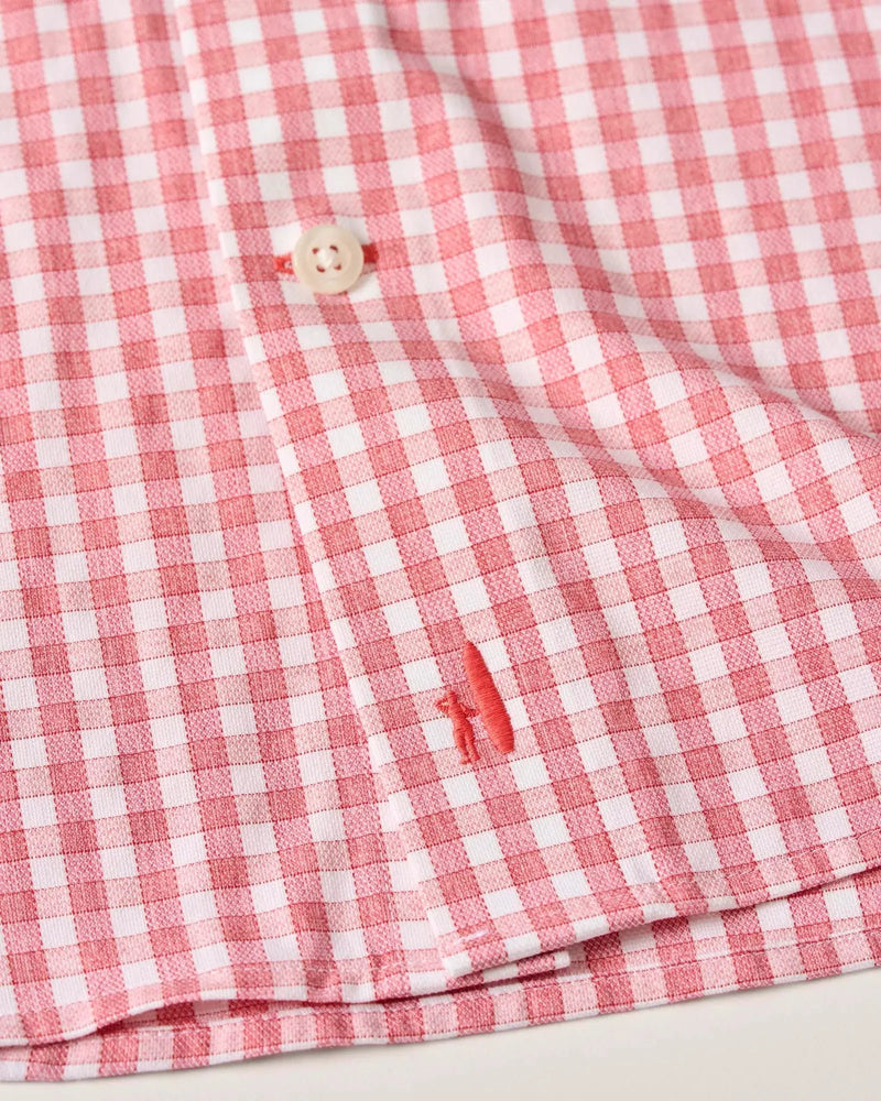 Detail of embroidered logo at bottom tail