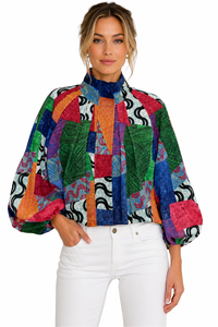 MIXED ART BALLOON SLV FULL ZIP JACKET