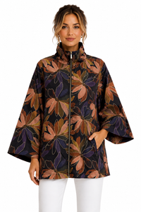 FLOWER PAINTING LONG WINDBREAKER JACKET