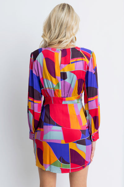 Multi Mosaic Wrap Dress