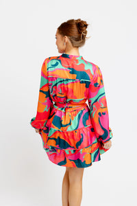Satin Swirl Tie Dress