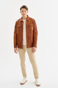 Ferry Bright Cognac Leather Jacket