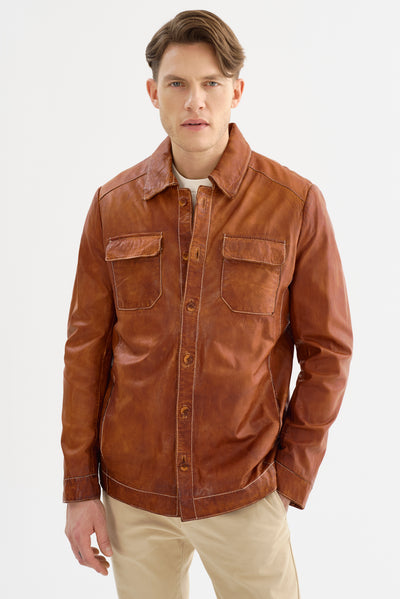 Ferry Bright Cognac Leather Jacket